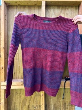 2MEN Red and Navy Striped Knit Sweater